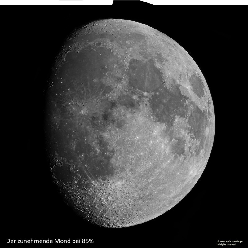 19. Juni 2013. zunehmender Mond bei 80%