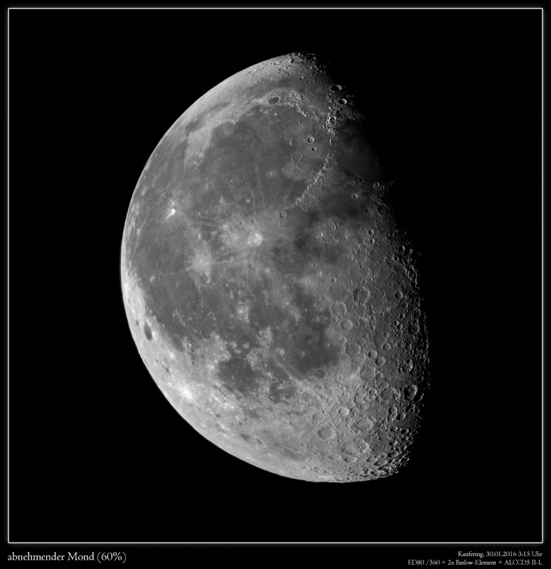 30. Januar 2016: abnehmender Mond (68%)